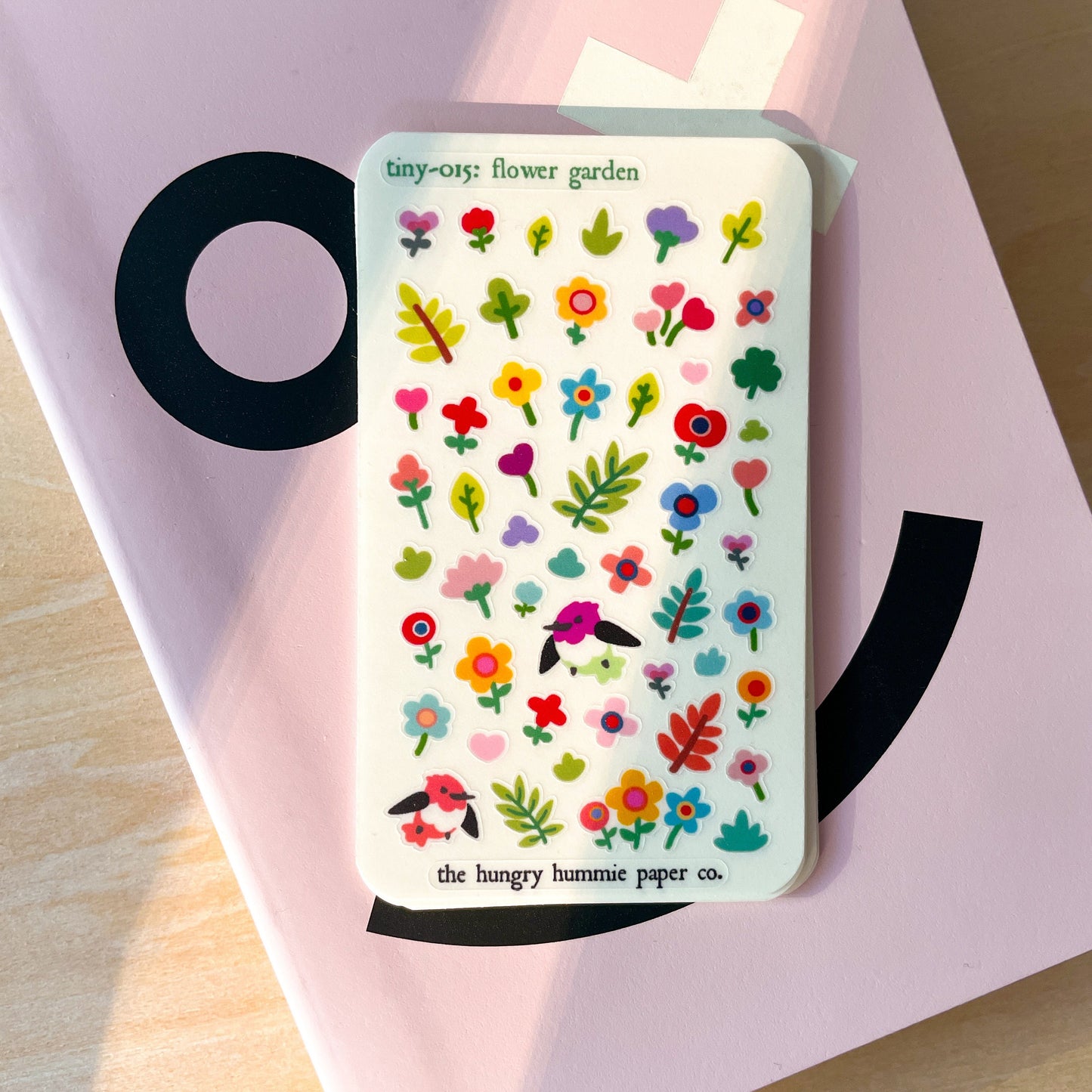 015 Flower Garden & Hummingbirds Credit / Business Card Sized Mini Planner Sticker sheet for wallets gifts small diaries and journals!