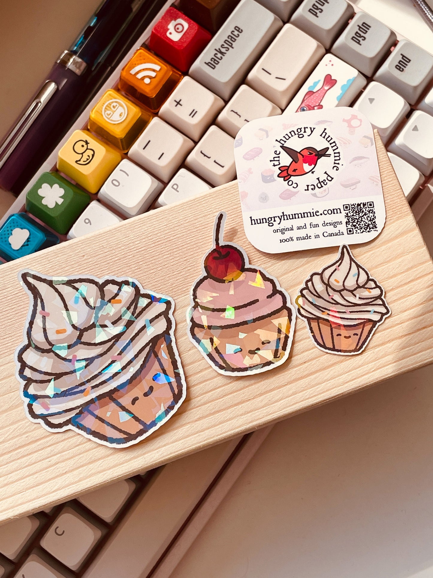 Holographic Cupcakes sticker set - great gift for bakery lovers! Food stickers for fans of baked goods - decorate planners and notebooks!