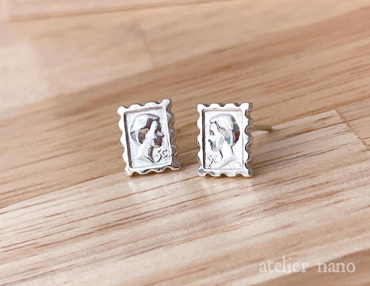 Sterling Silver Miniature Postage Stamp Earrings