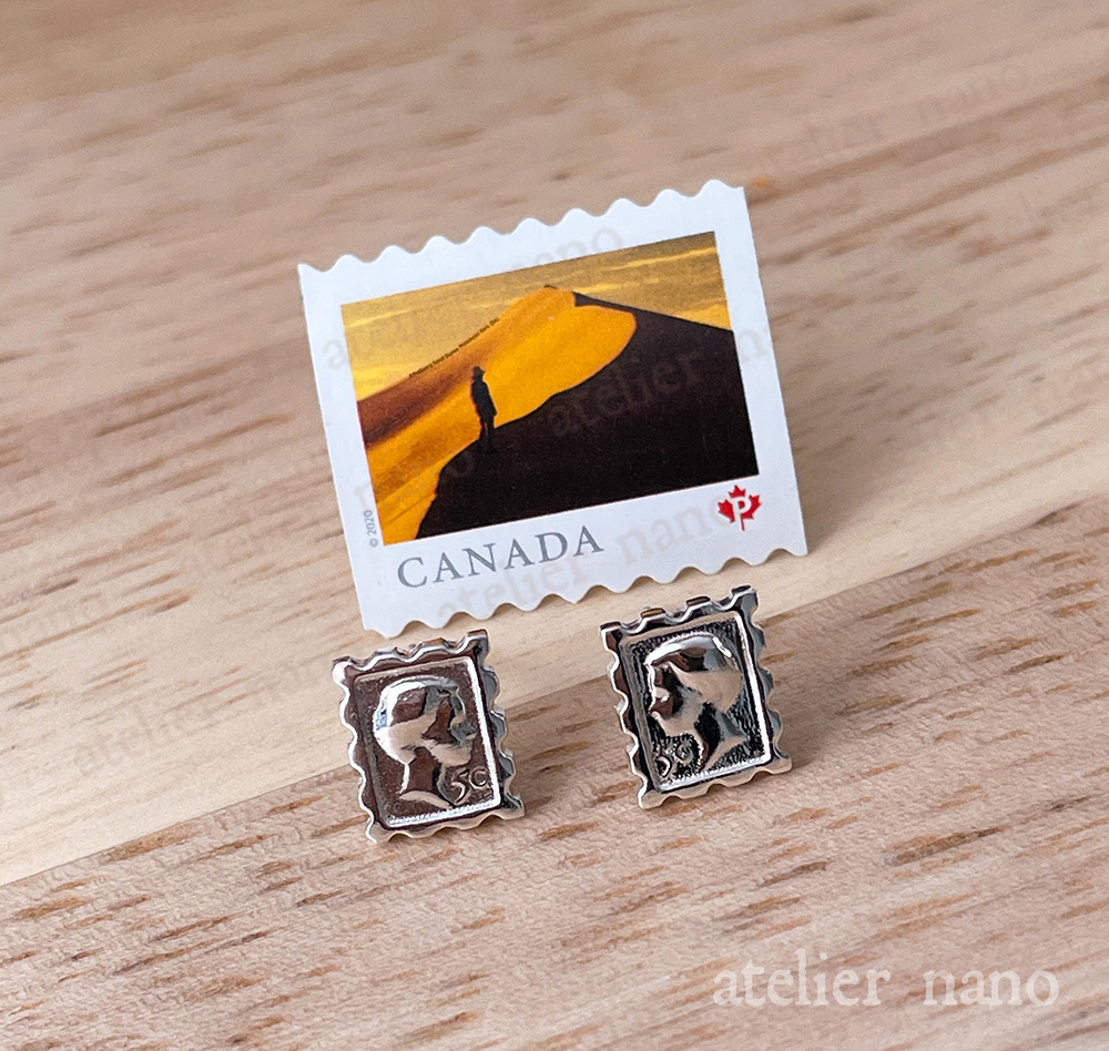 Sterling Silver Miniature Postage Stamp Earrings