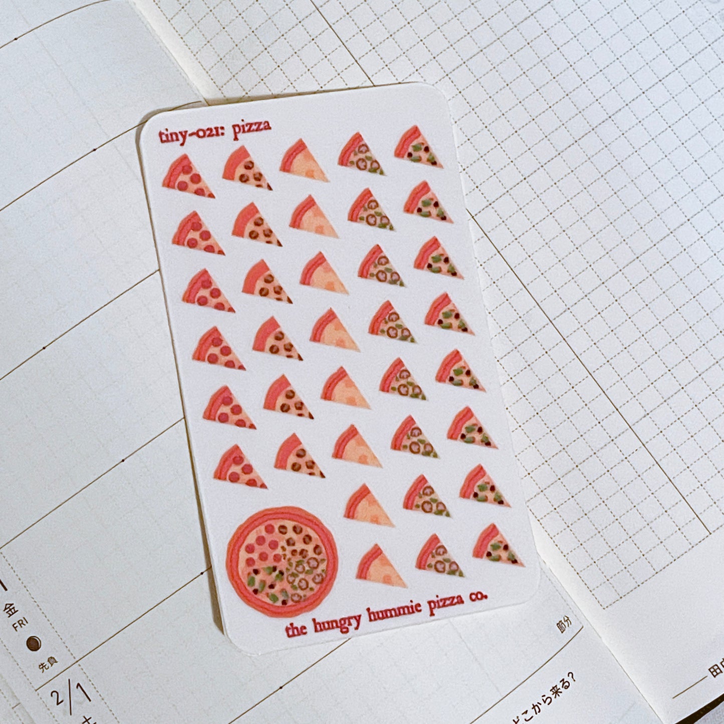 021 Pizza Night Stickers - Nano Sticker sheet for planners of all types! It's junk food day, enjoy carbs and cheese in credit card size!