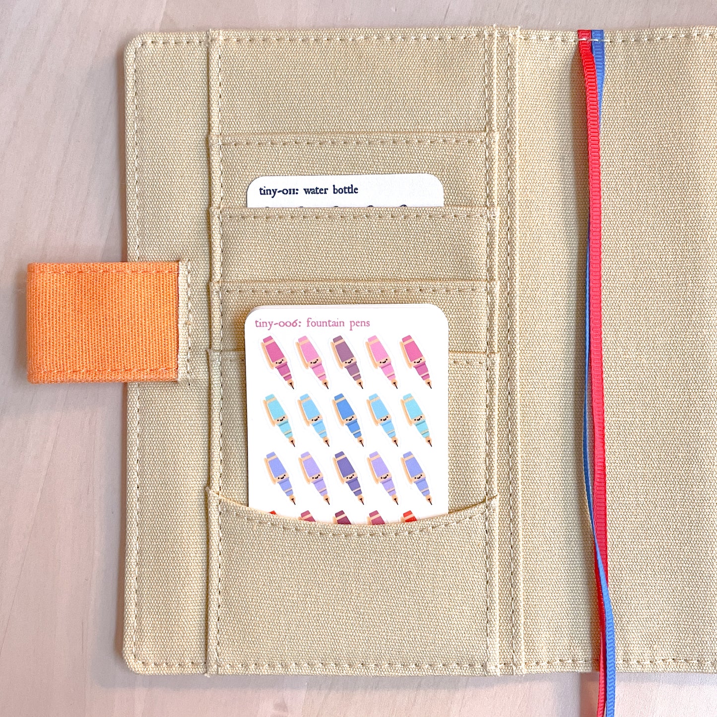 006 Fountain Pens | Mini Planner Sticker Sheet | Tiny Colourful Rainbow Icon Credit Card Sized Bullet Journal Tracker Micro Miniature Seals