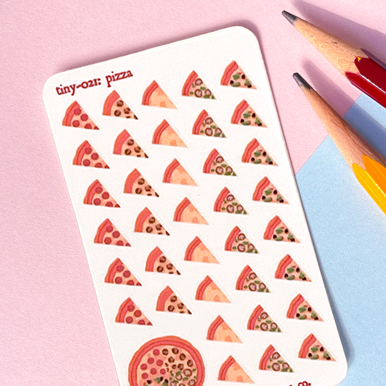 021 Pizza Night Stickers - Nano Sticker sheet for planners of all types! It's junk food day, enjoy carbs and cheese in credit card size!