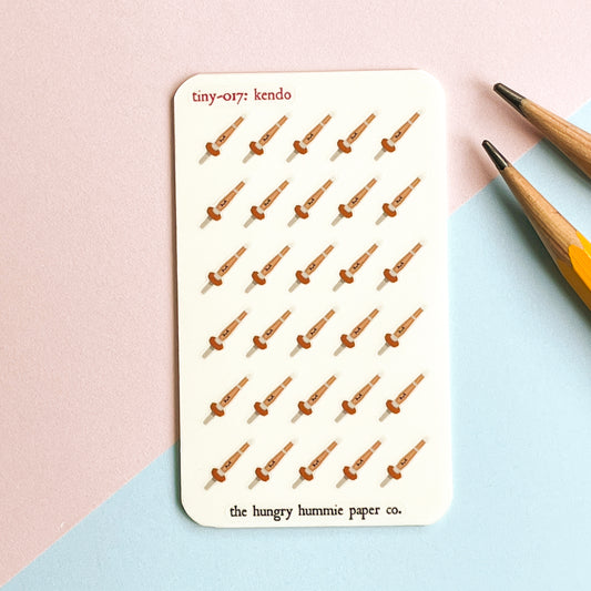 017 Kendo Mini Shinai Planner Stickers - Bamboo Swords! Business Card Sized Micro Sticker sheet for wallets and planners! Great gifts for kendo lovers!