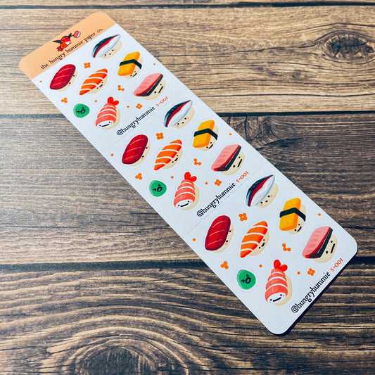 s-001 Mini Sushi Sticker Sheet | Nigiri Planner Stickers | Japanese Food Sheets
