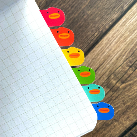 Cute Ducks Page Tab Sticker Sheet | Adorable Bird Planner Stickers | Rainbow coloured gifts for Teachers / Students | Planner Notebook Index