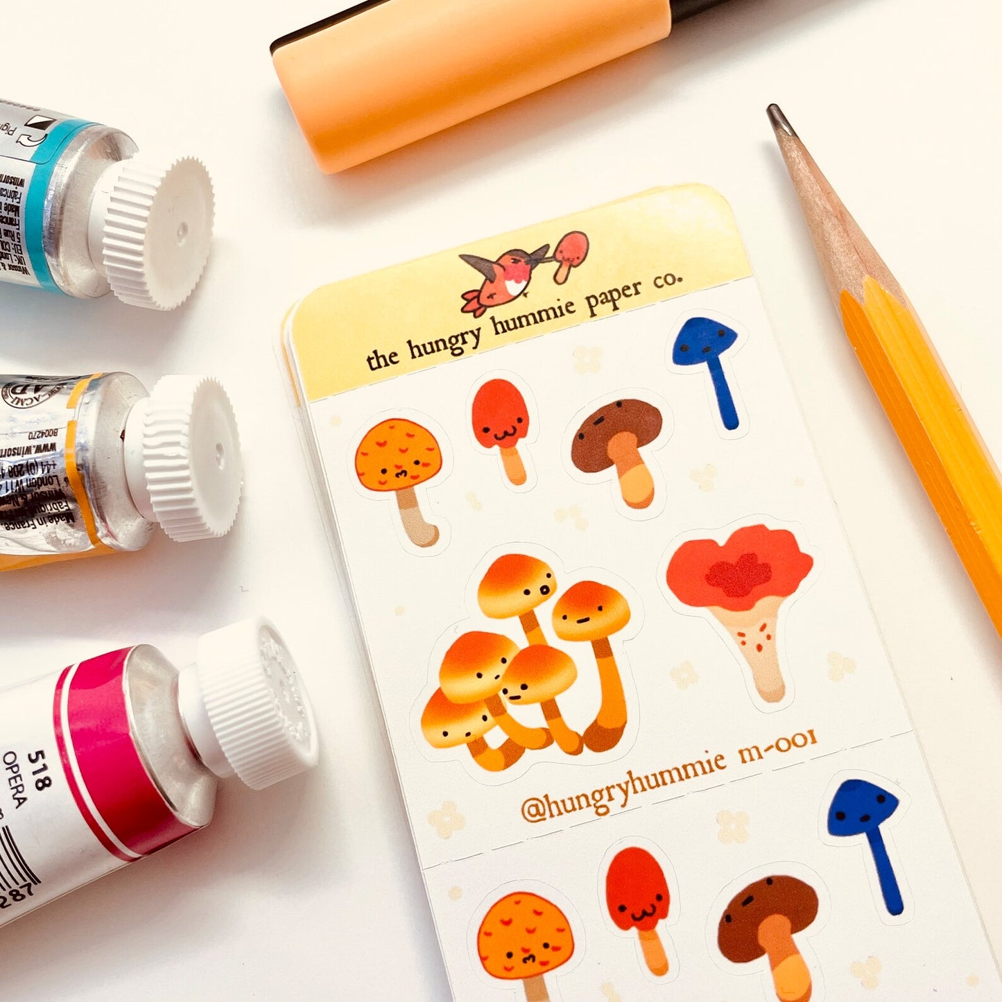 m-001 Mini Mushroom Sticker Sheet | Cute Fungi gifts for naturalists and biologists! Planner sticker seals for notebooks and student folders