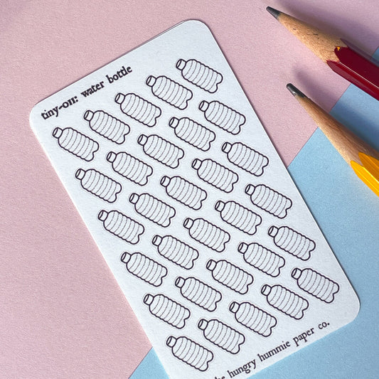 011 Water Tracker Planner Sticker Sheet : tiny self-care hydration bottle good habit icons for bullet journals, schedules, drink more