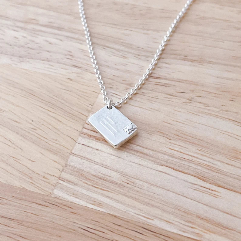 Sterling Silver Letter Envelope Mini Mail Pendant Necklace