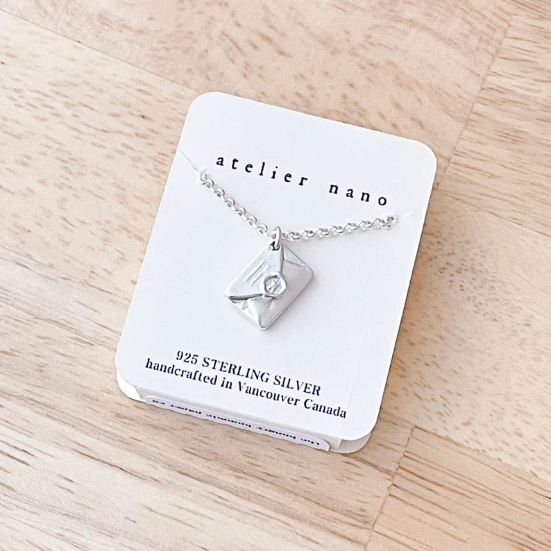 Sterling Silver Letter Envelope Mini Mail Pendant Necklace