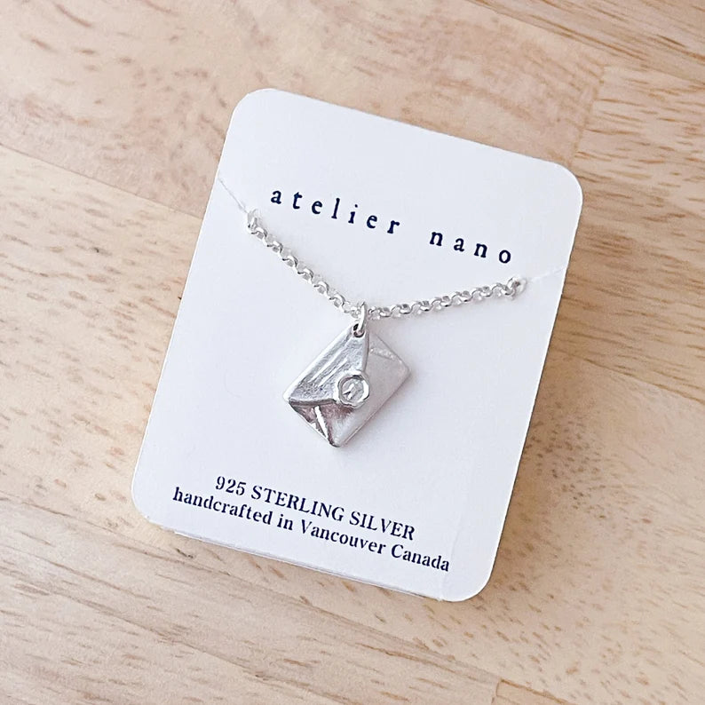 Sterling Silver Letter Envelope Mini Mail Pendant Necklace
