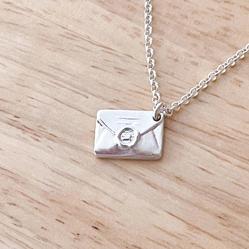 Sterling Silver Letter Envelope Mini Mail Pendant Necklace