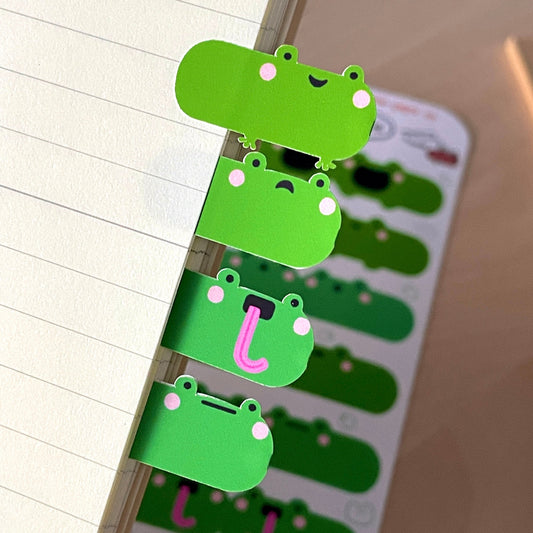 Cute Frog Page Tab Sticker Sheet | Adorable Amphibian Study Planner Stickers | Gifts for Teachers / Students | Planner Notebook Index Seals