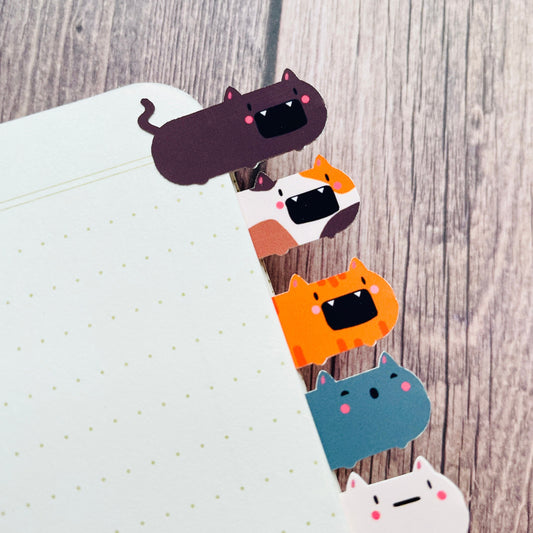 Cute Cat Page Tab Sticker Sheet | Adorable Kitty Fun Stationery | Gifts for Organizers |Teacher / Student Planner School Notebook Index