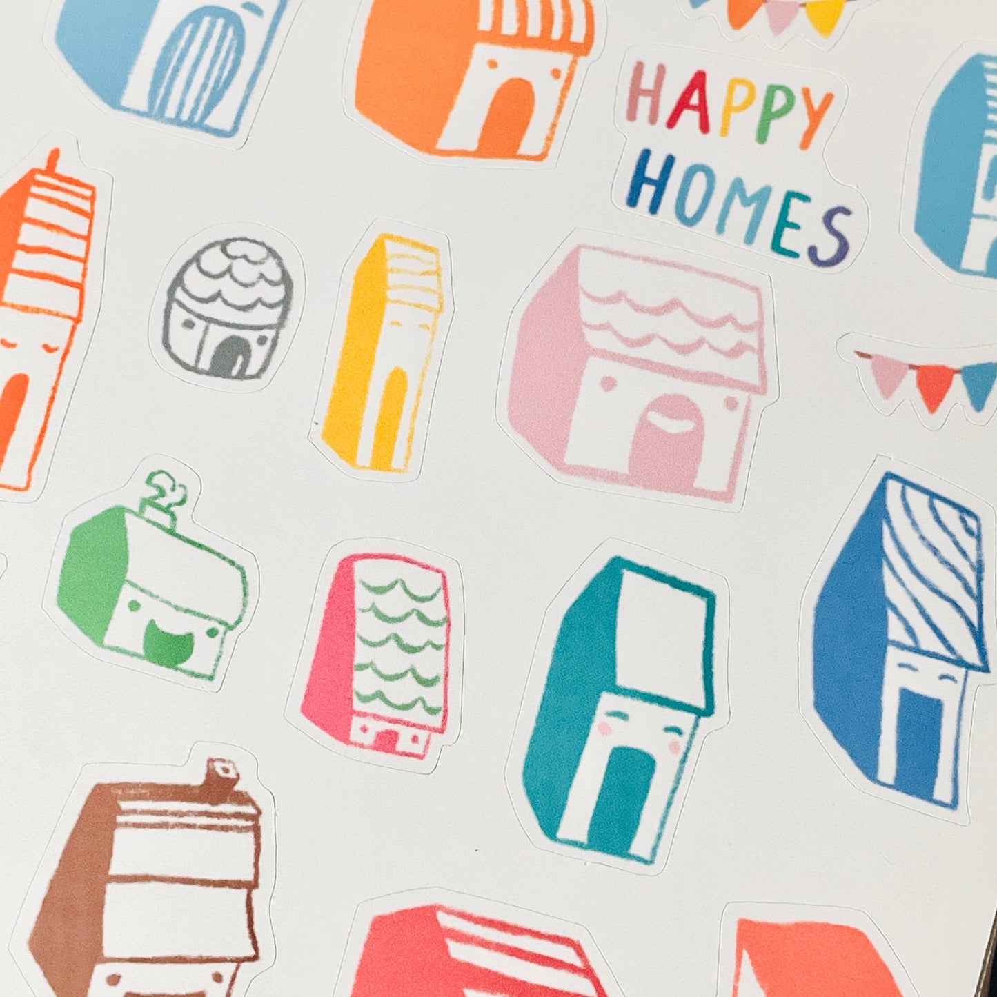 Happy Houses Cozy Sticker Sheet | Cosy vibes | New home celebration stickers, cute houses, tiny houses, townhome notebook planner stickers