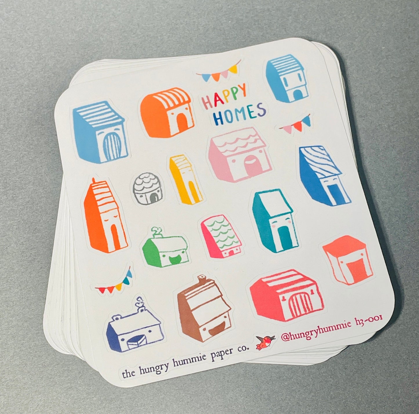 Happy Houses Cozy Sticker Sheet | Cosy vibes | New home celebration stickers, cute houses, tiny houses, townhome notebook planner stickers