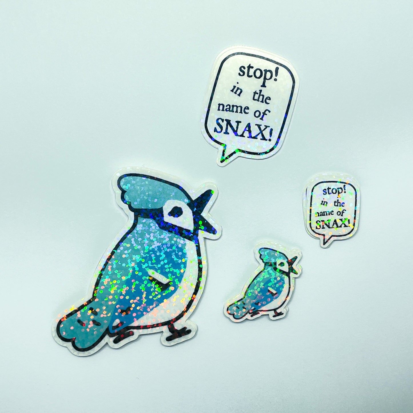 SNAX! Holographic Blue Jay bird sticker - great gift for birb lovers! Birdwatching ornithology birbfest fans - planners notebooks and schedules