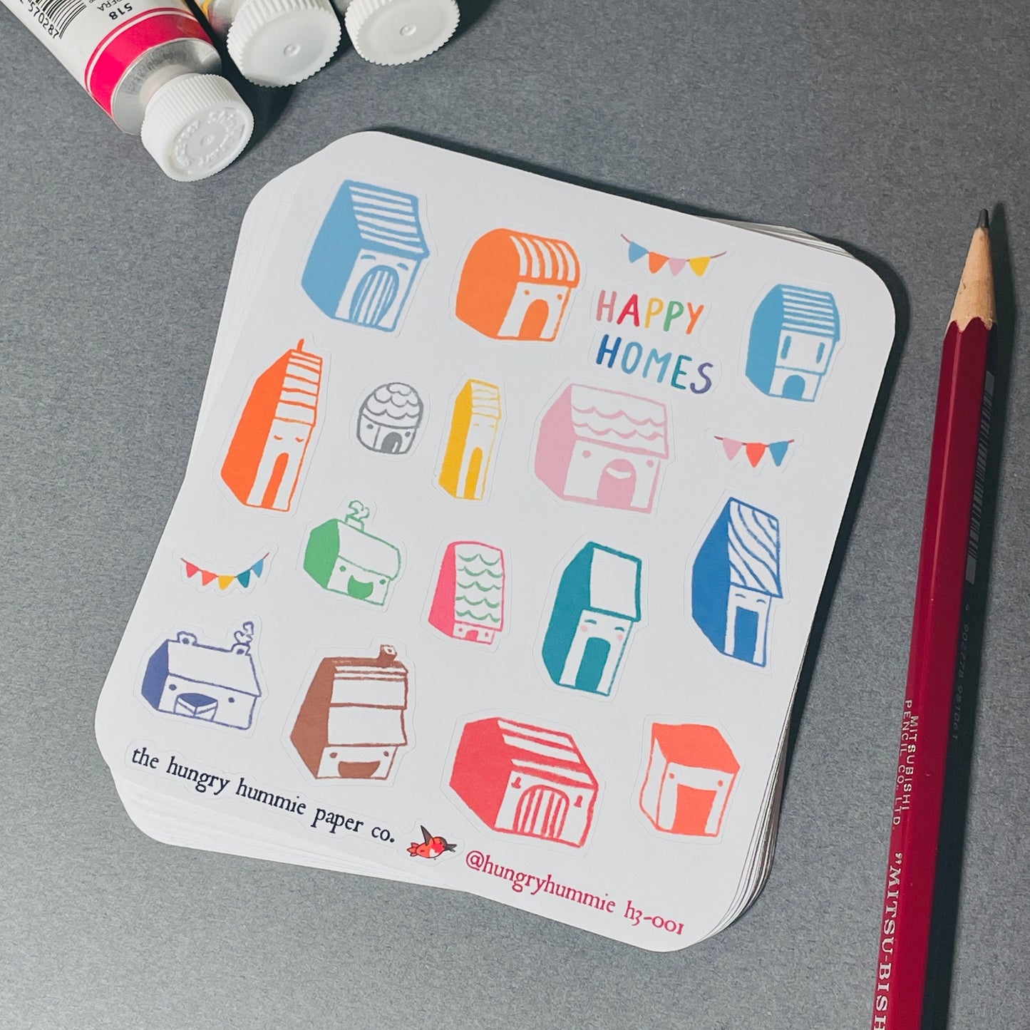 Happy Houses Cozy Sticker Sheet | Cosy vibes | New home celebration stickers, cute houses, tiny houses, townhome notebook planner stickers