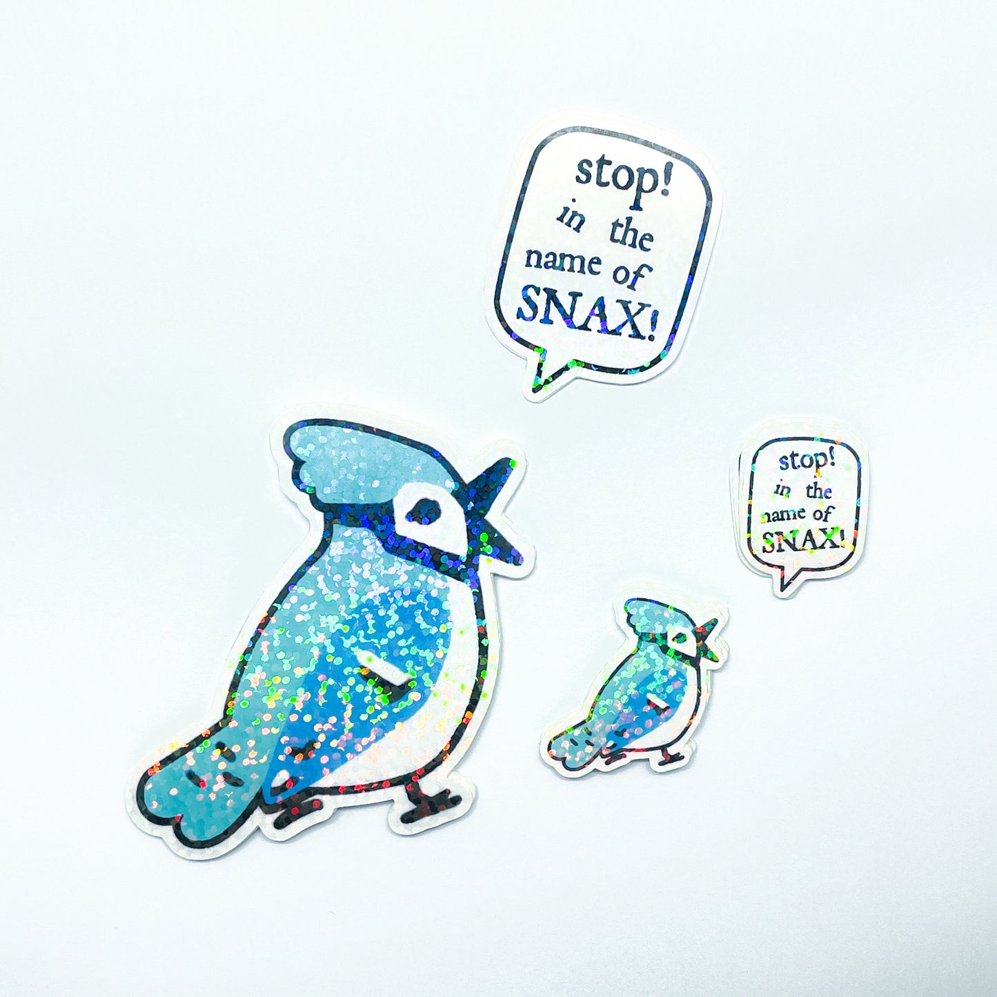 SNAX! Holographic Blue Jay bird sticker - great gift for birb lovers! Birdwatching ornithology birbfest fans - planners notebooks and schedules