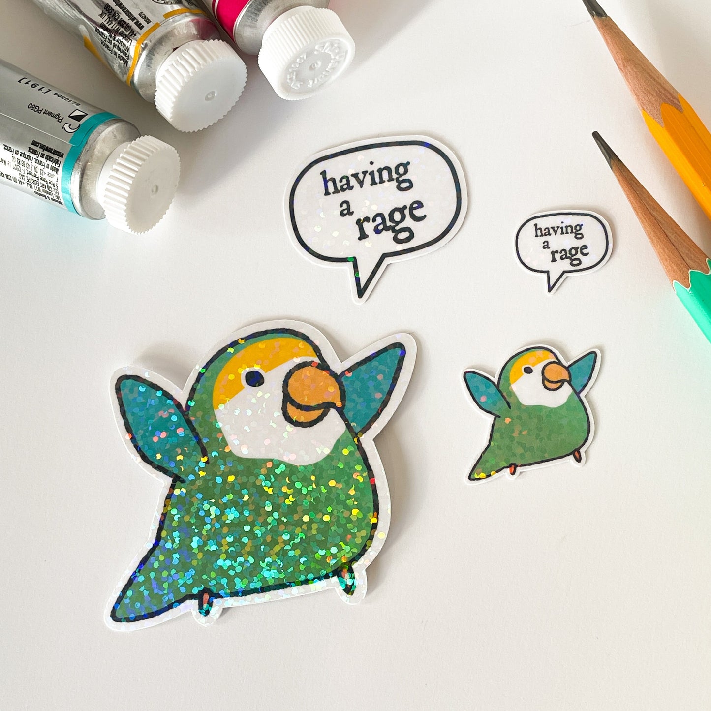 Angry Lovebird Rage sticker - great gift for grumpy bird lovers or Birdwatching fans - planners notebooks schedules for ornithologists