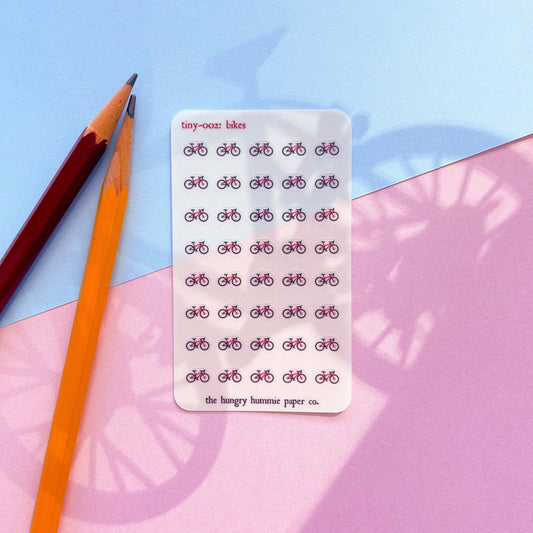 002 Bikes Mini Planner Sticker Sheet | Tiny Bicycle Stickers | Cycling Biking Bike Small Miniature Icons BuJo Bullet Journal Tracking Sport