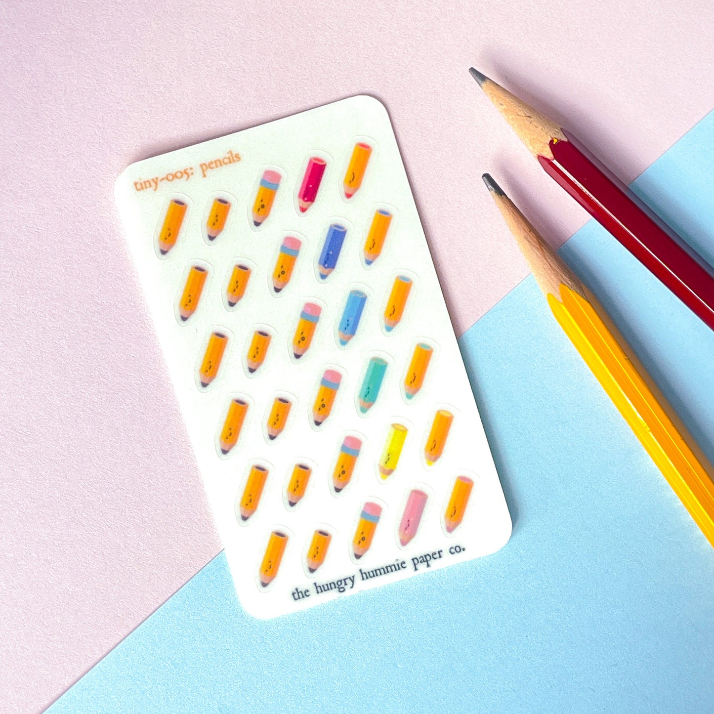 005 Pencils | Mini Planner Sticker Sheet | Tiny Coloured Pencil Icon Stickers Credit Card Sized BuJo Bullet Journal Tracker Miniature Seals