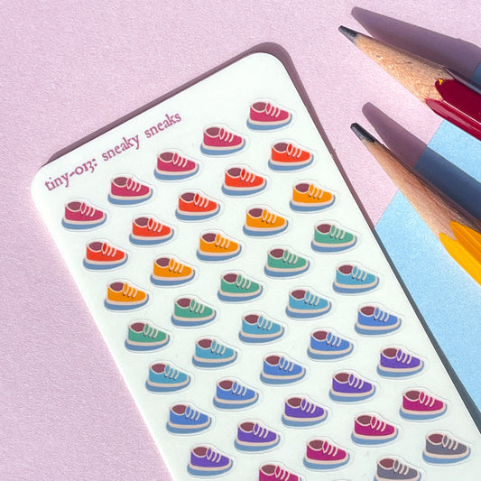 013 Sneakers Mini Planner Sticker Sheet : tiny self-care cardio workout run walk steps goals exercise for bullet journal, diary or schedule
