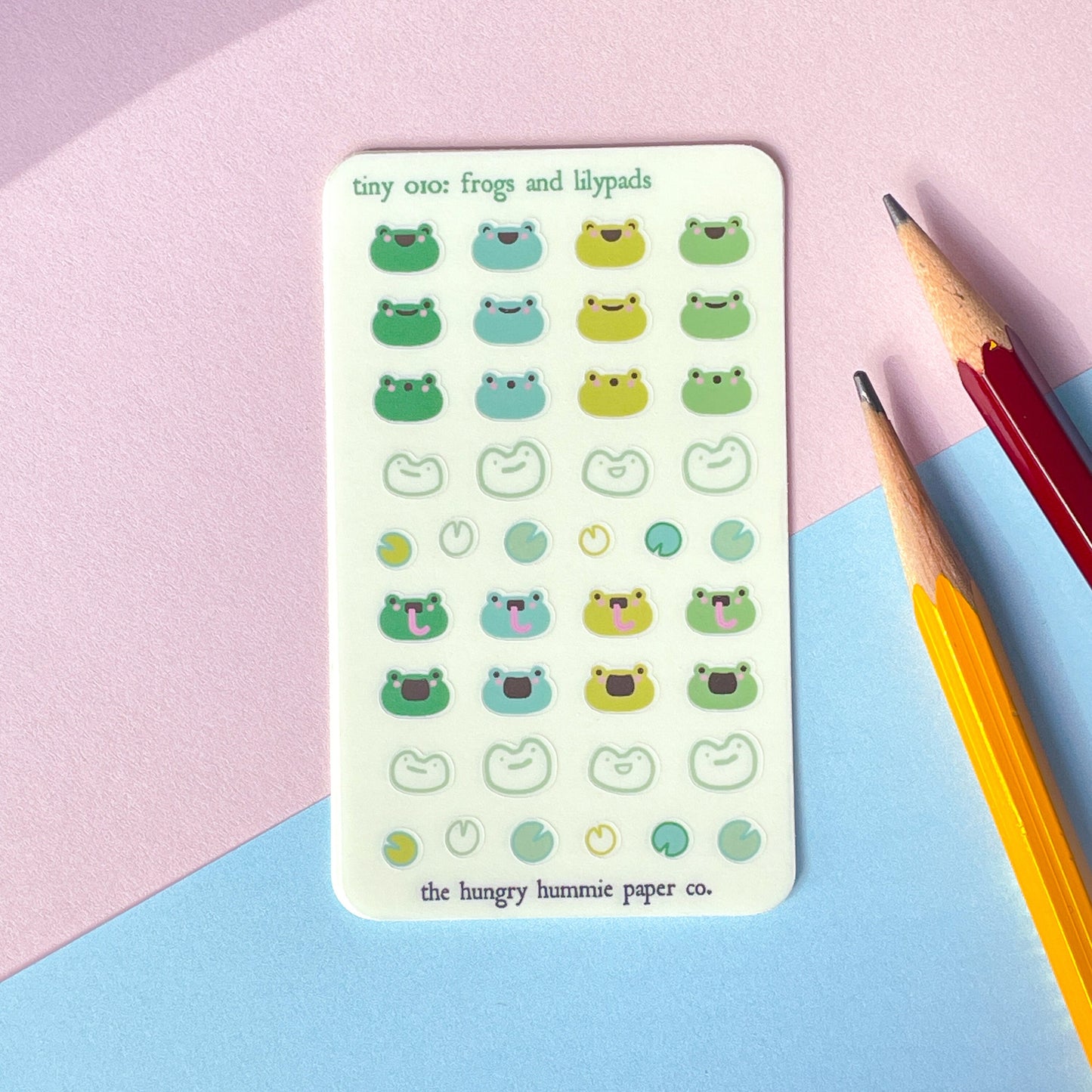 010 Frogs and Lilypads mini sticker sheet : tiny frog faces! Cute gifts for emoji amphibian lovers colour icons Bullet Journals, Trackers