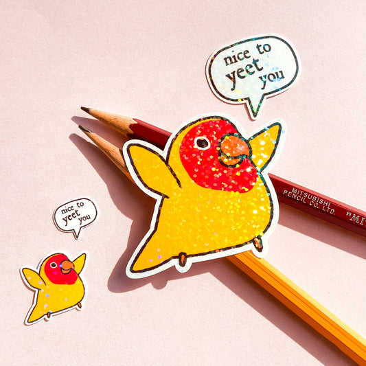Angry Lovebird Yeet you sticker - great gift for grumpy bird lovers! Birdwatching ornithology birb fans - planners notebooks and schedules