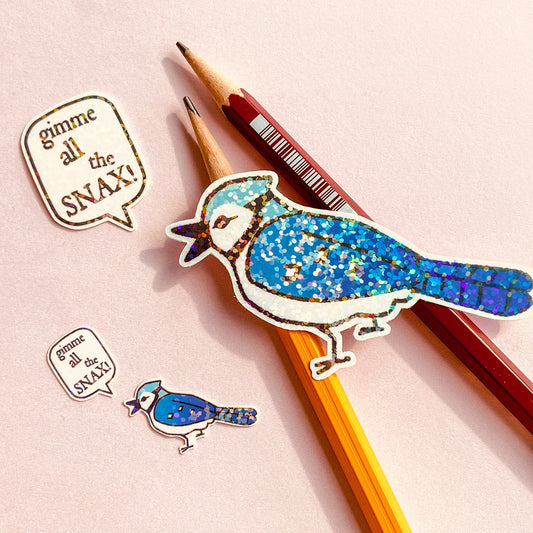 Blue jay variant sticker pack gift for birb lovers! Birdwatching ornithologists, decorate planners, journals, notebooks and organizers!