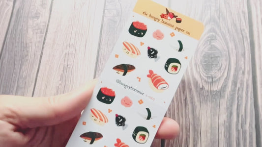 s-003 Tiny Sushi Nigiri, Soy sauce fish bottle, Ginger Sticker Sheet Sushi Lover Foodie Planner Stickers | Japanese Food Journal Deco Seals